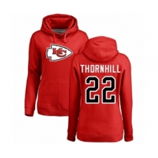 Football Women's Kansas City Chiefs #22 Juan Thornhill Red Name & Number Logo Pullover Hoodie