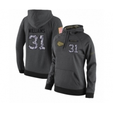 Football Women's Kansas City Chiefs #31 Darrel Williams Stitched Black Anthracite Salute to Service Player Performance Hoodie