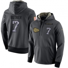 NFL Men's Nike Kansas City Chiefs #7 Harrison Butker Stitched Black Anthracite Salute to Service Player Performance Hoodie