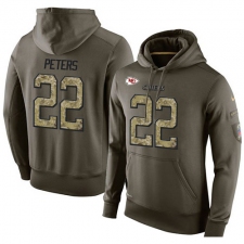 NFL Nike Kansas City Chiefs #22 Marcus Peters Green Salute To Service Men's Pullover Hoodie