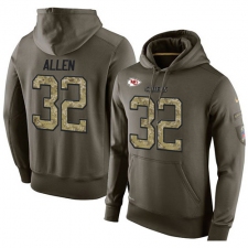 NFL Nike Kansas City Chiefs #32 Marcus Allen Green Salute To Service Men's Pullover Hoodie