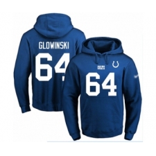 Football Men's Indianapolis Colts #64 Mark Glowinski Royal Blue Name & Number Pullover Hoodie