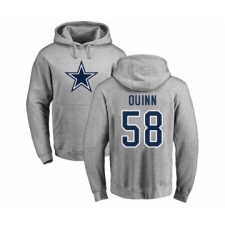 Football Dallas Cowboys #58 Robert Quinn Ash Name & Number Logo Pullover Hoodie