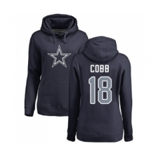 Football Women's Dallas Cowboys #18 Randall Cobb Navy Blue Name & Number Logo Pullover Hoodie