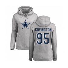 Football Women's Dallas Cowboys #95 Christian Covington Ash Name & Number Logo Pullover Hoodie