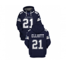 Men's Dallas Cowboys #21 Ezekiel Elliott 2021 Blue Pullover Football Hoodie