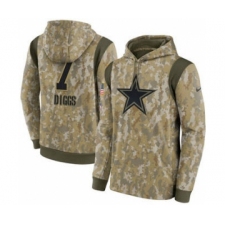 Men's Dallas Cowboys #7 Trevon Diggs Camo 2021 Salute To Service Therma Performance Pullover Football Hoodie