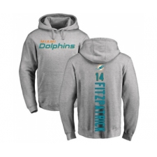 Football Miami Dolphins #14 Ryan Fitzpatrick Ash Backer Pullover Hoodie