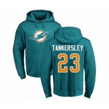 Football Miami Dolphins #23 Cordrea Tankersley Aqua Green Name & Number Logo Pullover Hoodie