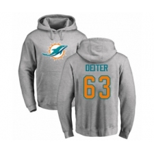 Football Miami Dolphins #63 Michael Deiter Ash Name & Number Logo Pullover Hoodie