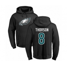 Philadelphia Eagles #8 Clayton Thorson Black Name & Number Logo Pullover Hoodie