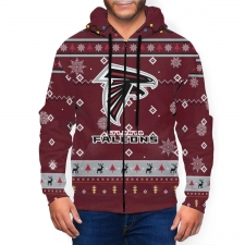 Falcons Team Christmas Ugly Men's Zip Hooded Sweatshirt