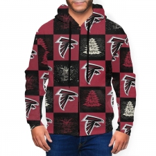Falcons Team Ugly Christmas Men's Zip Hooded Sweatshirt