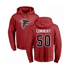 Football Atlanta Falcons #50 John Cominsky Red Name & Number Logo Pullover Hoodie