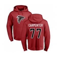 Football Atlanta Falcons #77 James Carpenter Red Name & Number Logo Pullover Hoodie