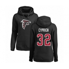 Football Women's Atlanta Falcons #32 Johnathan Cyprien Black Name & Number Logo Pullover Hoodie