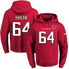 NFL Men's Nike Atlanta Falcons #64 Sean Harlow Red Name & Number Pullover Hoodie