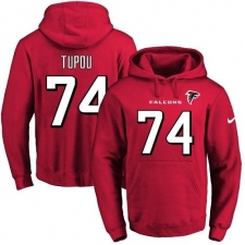 NFL Men's Nike Atlanta Falcons #74 Tani Tupou Red Name & Number Pullover Hoodie