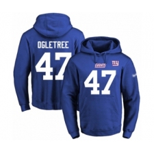Football Men's New York Giants #47 Alec Ogletree Royal Blue Name & Number Pullover Hoodie