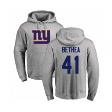Football New York Giants #41 Antoine Bethea Ash Name & Number Logo Pullover Hoodie