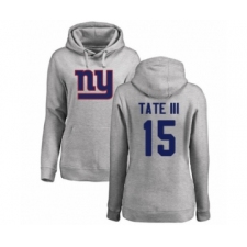 Football Women's New York Giants #15 Golden Tate III Ash Name & Number Logo Pullover Hoodie