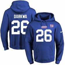 NFL Men's Nike New York Giants #26 Orleans Darkwa Royal Blue Name & Number Pullover Hoodie