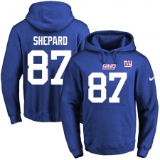 NFL Men's Nike New York Giants #87 Sterling Shepard Royal Blue Name & Number Pullover Hoodie