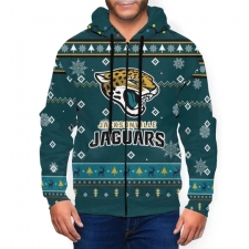 Jaguars Team Christmas Ugly Men's Zip Hooded Sweatshirt