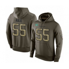 Football Men's New York Jets #55 Ryan Kalil Green Salute To Service Pullover Hoodie