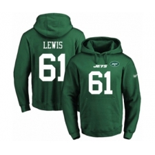 Football Men's New York Jets #61 Alex Lewis Green Name & Number Pullover Hoodie