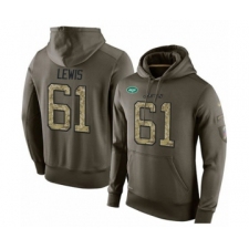 Football Men's New York Jets #61 Alex Lewis Green Salute To Service Pullover Hoodie
