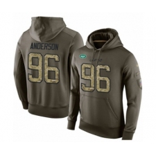 Football Men's New York Jets #96 Henry Anderson Green Salute To Service Pullover Hoodie