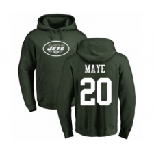 Football New York Jets #20 Marcus Maye Green Name & Number Logo Pullover Hoodie