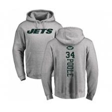 Football New York Jets #34 Brian Poole Ash Backer Pullover Hoodie