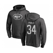 Football New York Jets #34 Brian Poole Ash One Color Pullover Hoodie