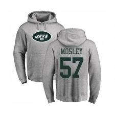 Football New York Jets #57 C.J. Mosley Ash Name & Number Logo Pullover Hoodie
