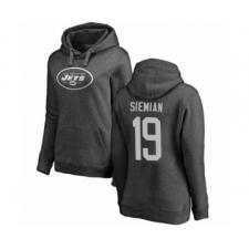 Football Women's New York Jets #19 Trevor Siemian Ash One Color Pullover Hoodie