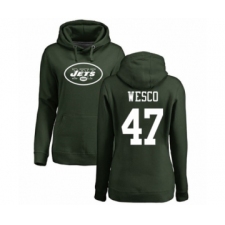 Football Women's New York Jets #47 Trevon Wesco Green Name & Number Logo Pullover Hoodie