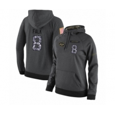 Football Women's New York Jets #8 Luke Falk Stitched Black Anthracite Salute to Service Player Performance Hoodie