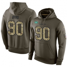 NFL Nike New York Jets #90 Dennis Byrd Green Salute To Service Men's Pullover Hoodie