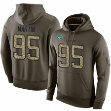 NFL Nike New York Jets #95 Josh Martin Green Salute To Service Men's Pullover Hoodie