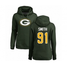 Football Women's Green Bay Packers #91 Preston Smith Green Name & Number Logo Pullover Hoodie