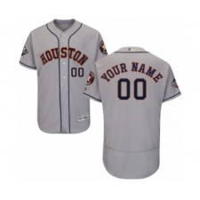 Men's Houston Astros Customized Grey Road Flex Base Authentic Collection 2019 World Series Bound Baseball Jersey