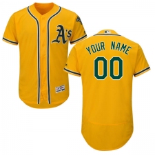 Men's Majestic Oakland Athletics Customized Gold Alternate Flex Base Authentic Collection MLB Jersey