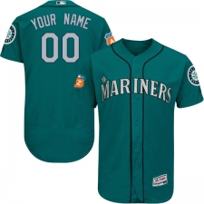 Men's Majestic Seattle Mariners Customized Teal Green Alternate Flex Base Authentic Collection MLB Jersey
