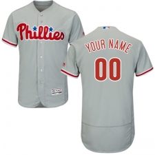 Men's Majestic Philadelphia Phillies Customized Grey Road Flex Base Authentic Collection MLB Jersey