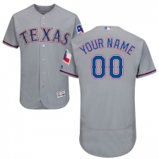 Men's Majestic Texas Rangers Customized Grey Road Flex Base Authentic Collection MLB Jersey