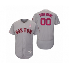 Men's Boston Red Sox Custom Gray 2019 Mothers Day Flex Base Road Jersey