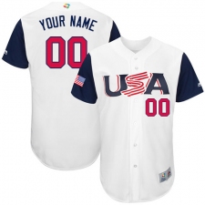 Men's USA Baseball Majestic Customized White 2017 World Baseball Classic Authentic Team Jersey