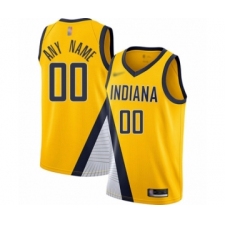 Men's Indiana Pacers Customized Authentic Gold Finished Basketball Jersey - Statement Edition